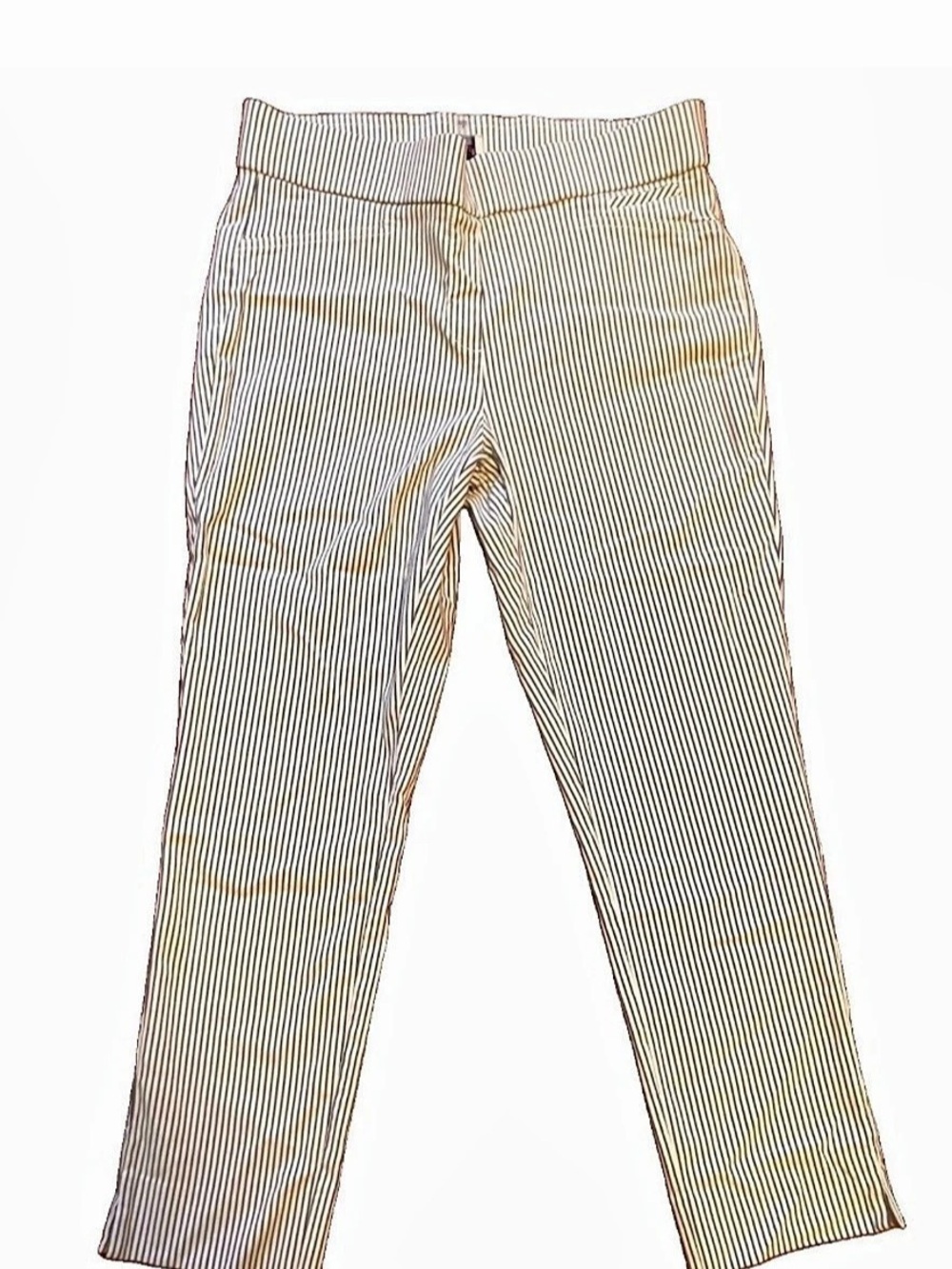 Anne Klein Pinstripe Pull-On Pants White & navy Size 8